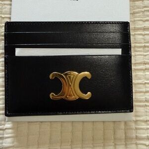 Celine Triomphe Cardholder – Black Shiny Calfskin